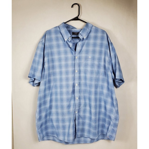 Dockers Other - Dockers Mens XXL Blue White Plaid Short Sleeve Button Down Shirt Cotton Blend